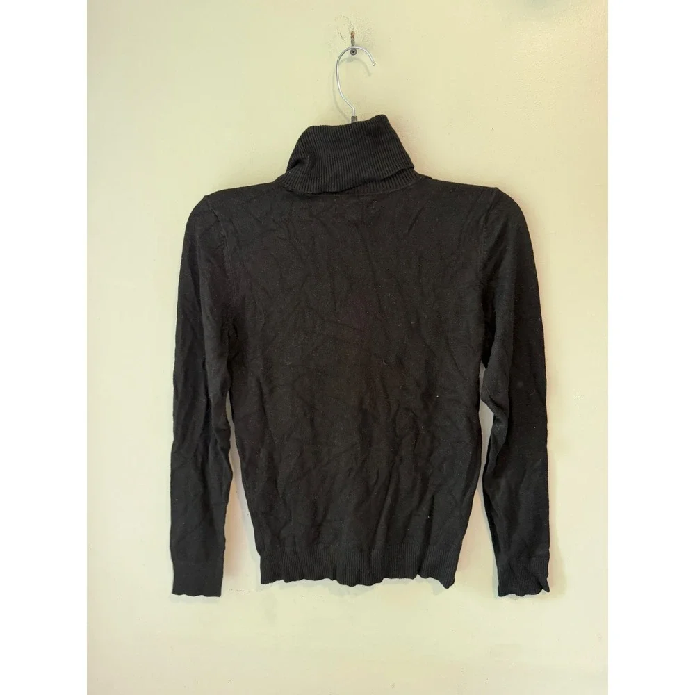 Calvin Klein Womens Black Turtleneck Rayon Blend Knit Sweater M9VS8092 Small